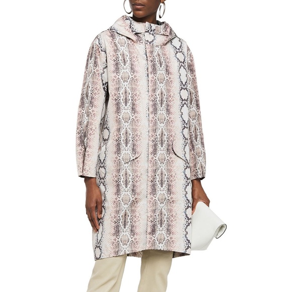 Maje Baro Snake-Print Shell Hooded Jacket - Picture 1 of 5